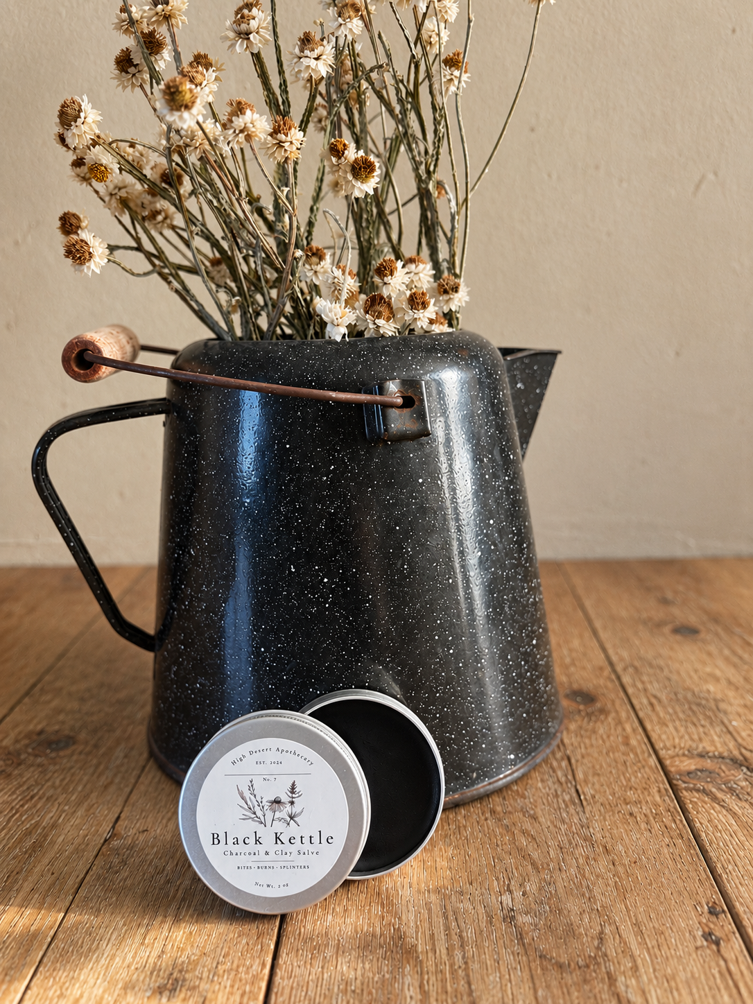 Black Kettle Salve - clay and charcoal drawing